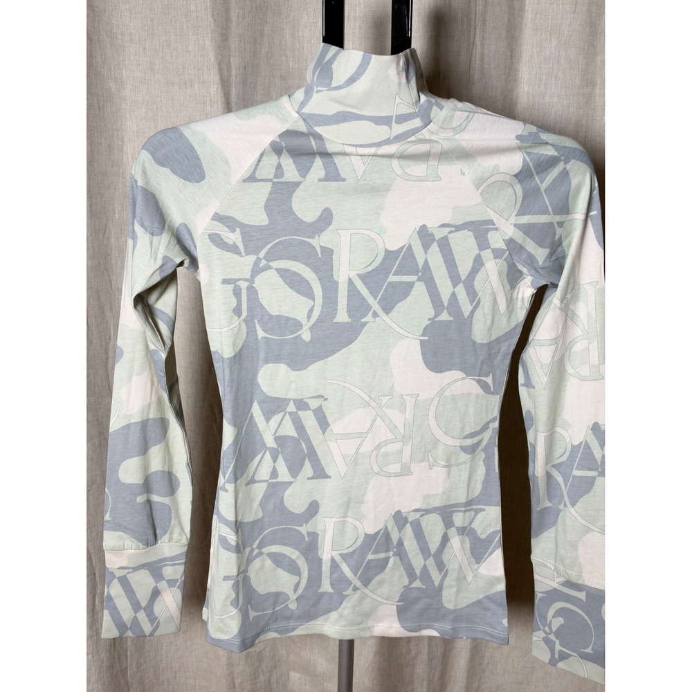 G Star RAW Lecite Camo Turtleneck Women's S Pastel Green Gray Y2K Streetwear NWT